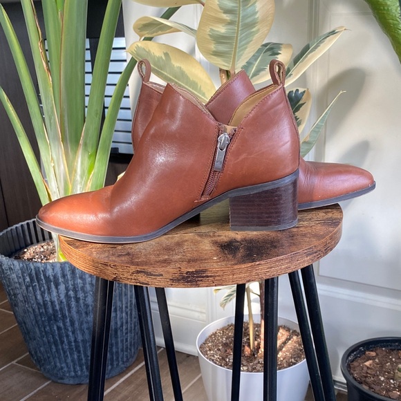 Franco Sarto Tan Leather Ankle Booties - Picture 3 of 6